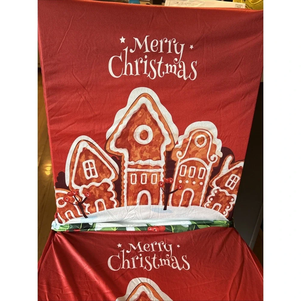 Emmteey Christmas Chair Covers Stretch Slipcovers 2 Packs of 4 (8 total) NEW